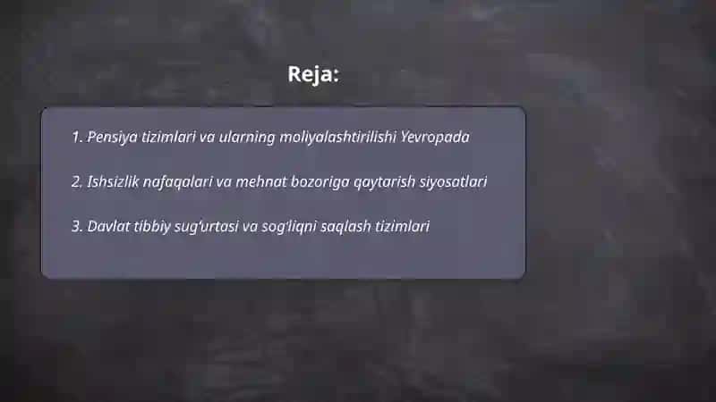 Yevropa davlatlarida ijtimoiy himoya 2