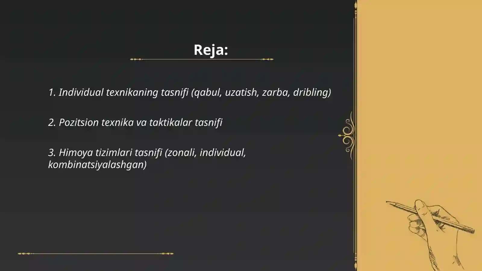 Fudbol oʻyini texnika va taktikasi tasnifi 2