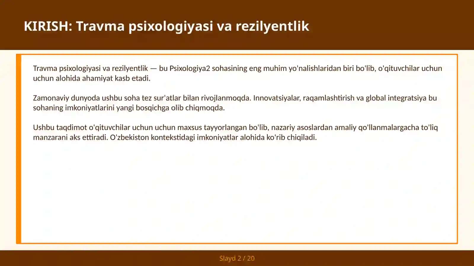 Travma psixologiyasi va rezilyentlik 2