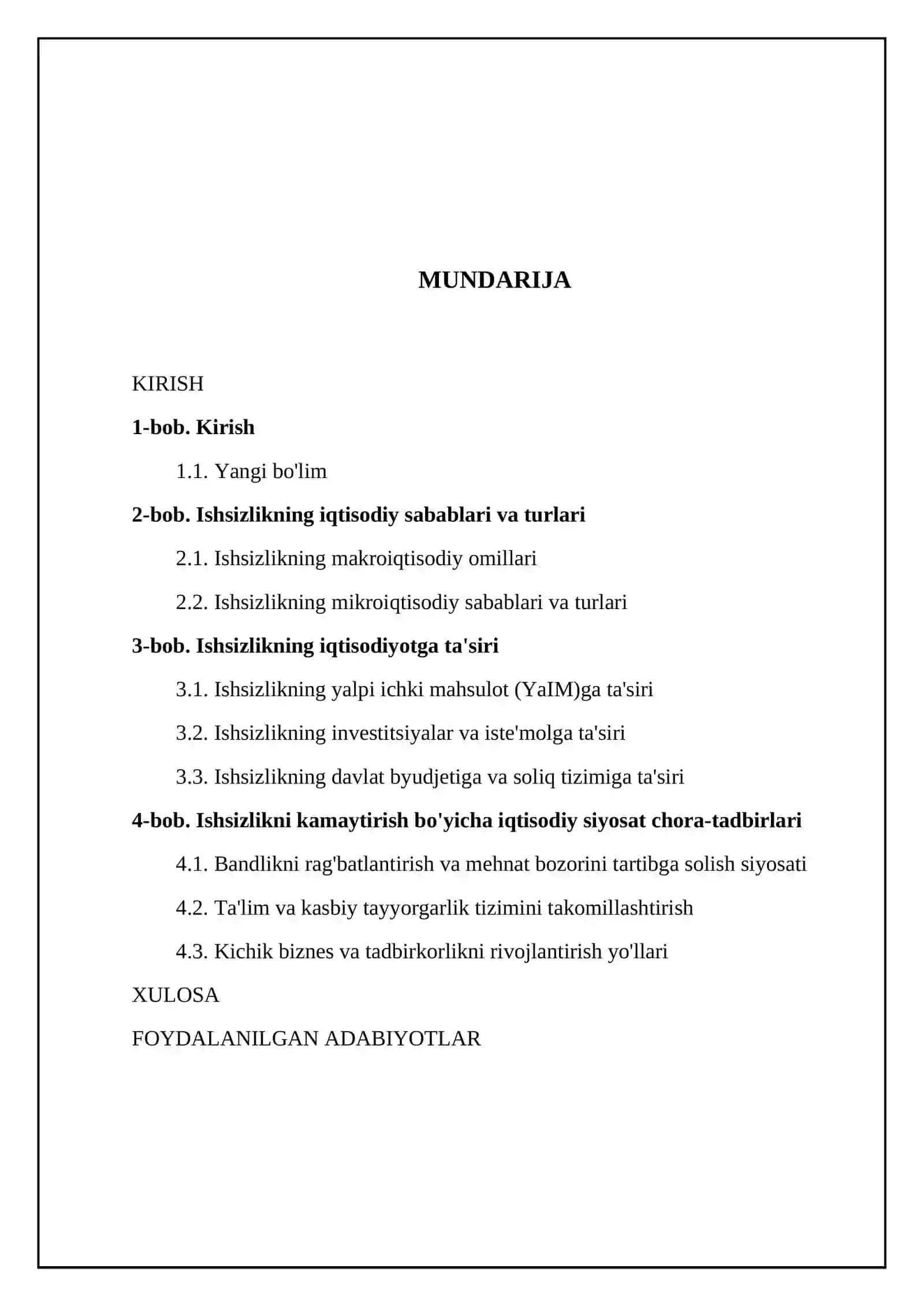 Ishsizlikning iqtisodiy oqibatlari 2