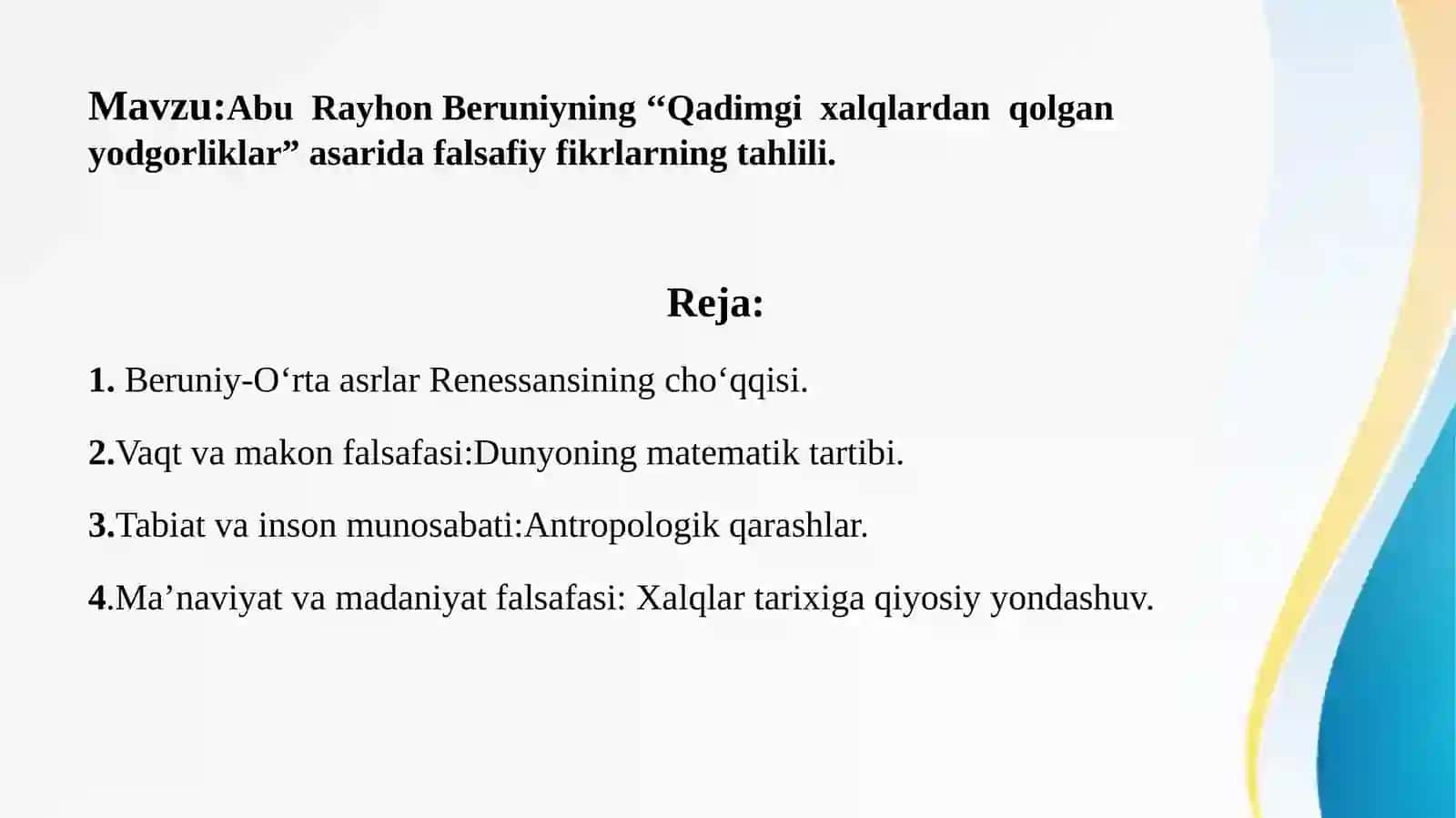 Abu Rayhon Beruniyning qadimgi xalqlardan qolgan yodgorliklar asarida falsafiy fikrlarning tahlili 2