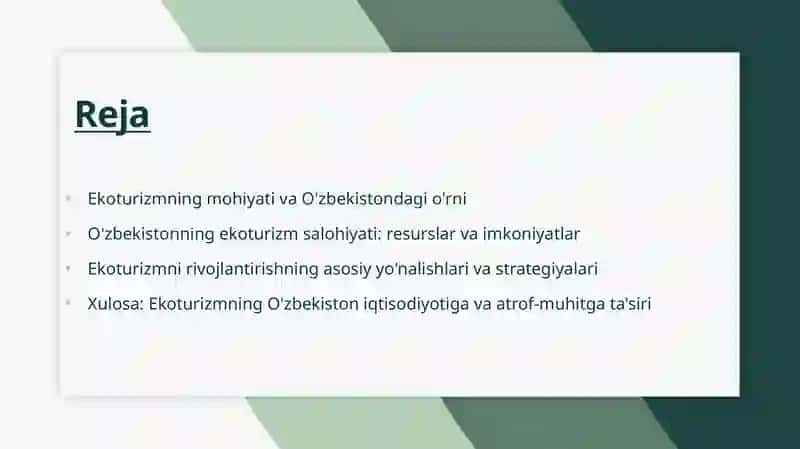 Ekoturizmni rivojlantirishning asosiy yunalishlari 2