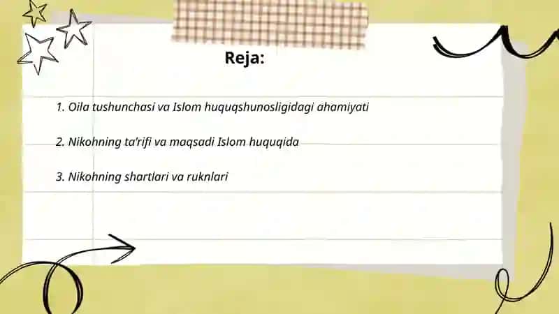 Islom huquqshunosligida oila, nikoh, taloq, idda, zihor tushunchalarini ta'riflash 2