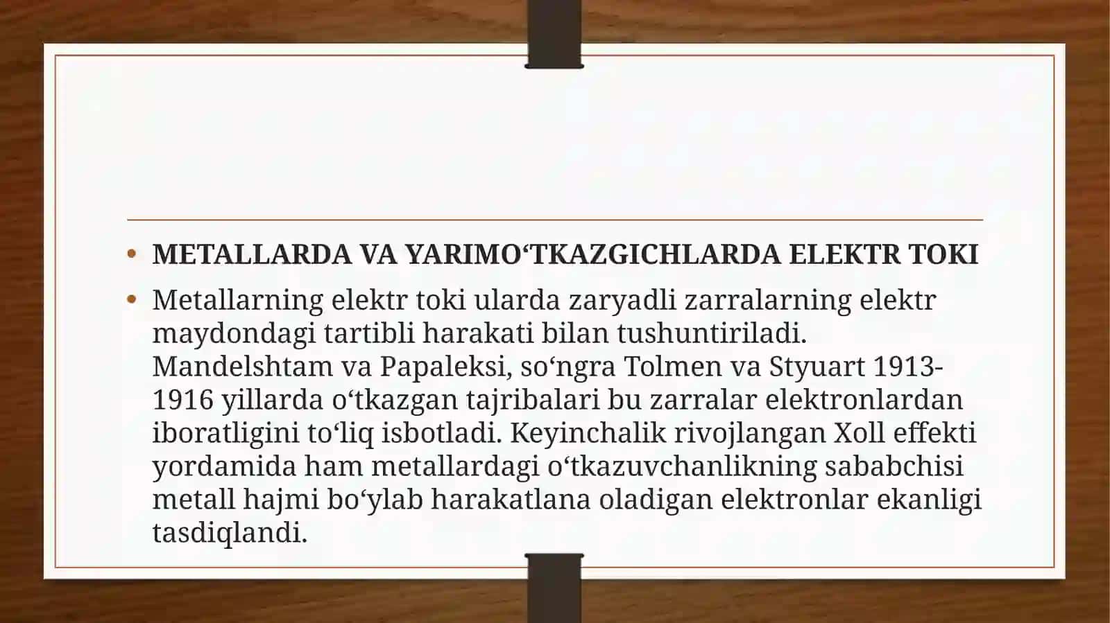 MATERYALLARDA O’TKAZUVCHI ERITMALARDA VA GAZLARDA ELEKTR TOKI 2