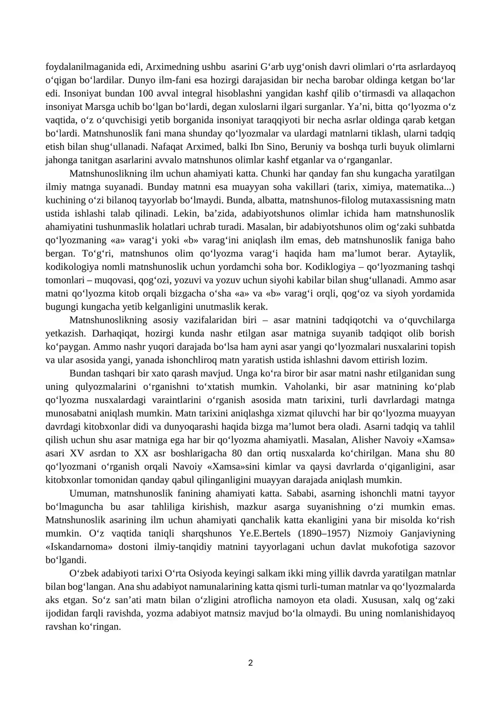 MATNSHUNOSLIK VA MANBASHUNOSLIK ASOSLARI FANIDAN MA’RUZA MASHG’ULOTLARI 2