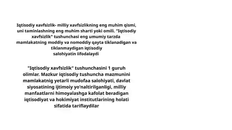 Davlatning Iqtisodiy xavfsizligini ta'minlash 2