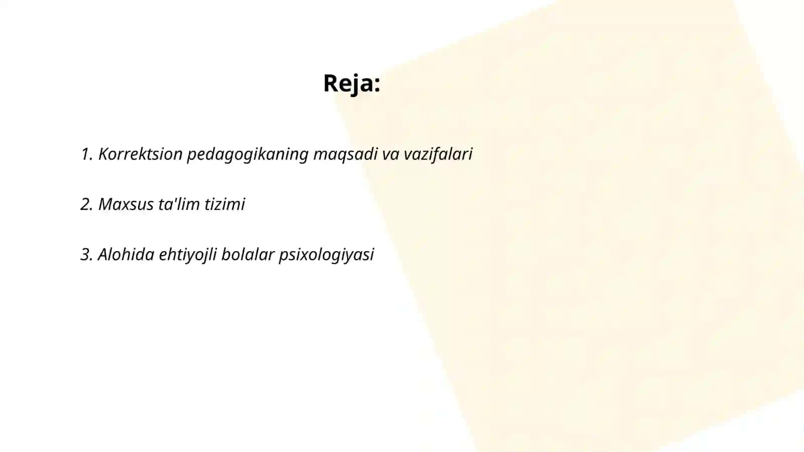 Korrektsion pedagogika asoslari. INLK YUZIV ta'lim 2