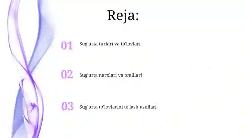 Sug'urta turlari va to'lovlari 2