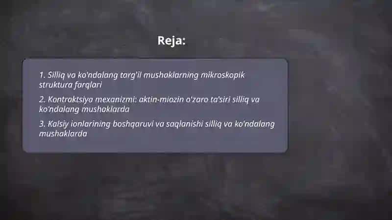 Silliq va kóndalang targ'il mushaklar fiziologik farqlari 2