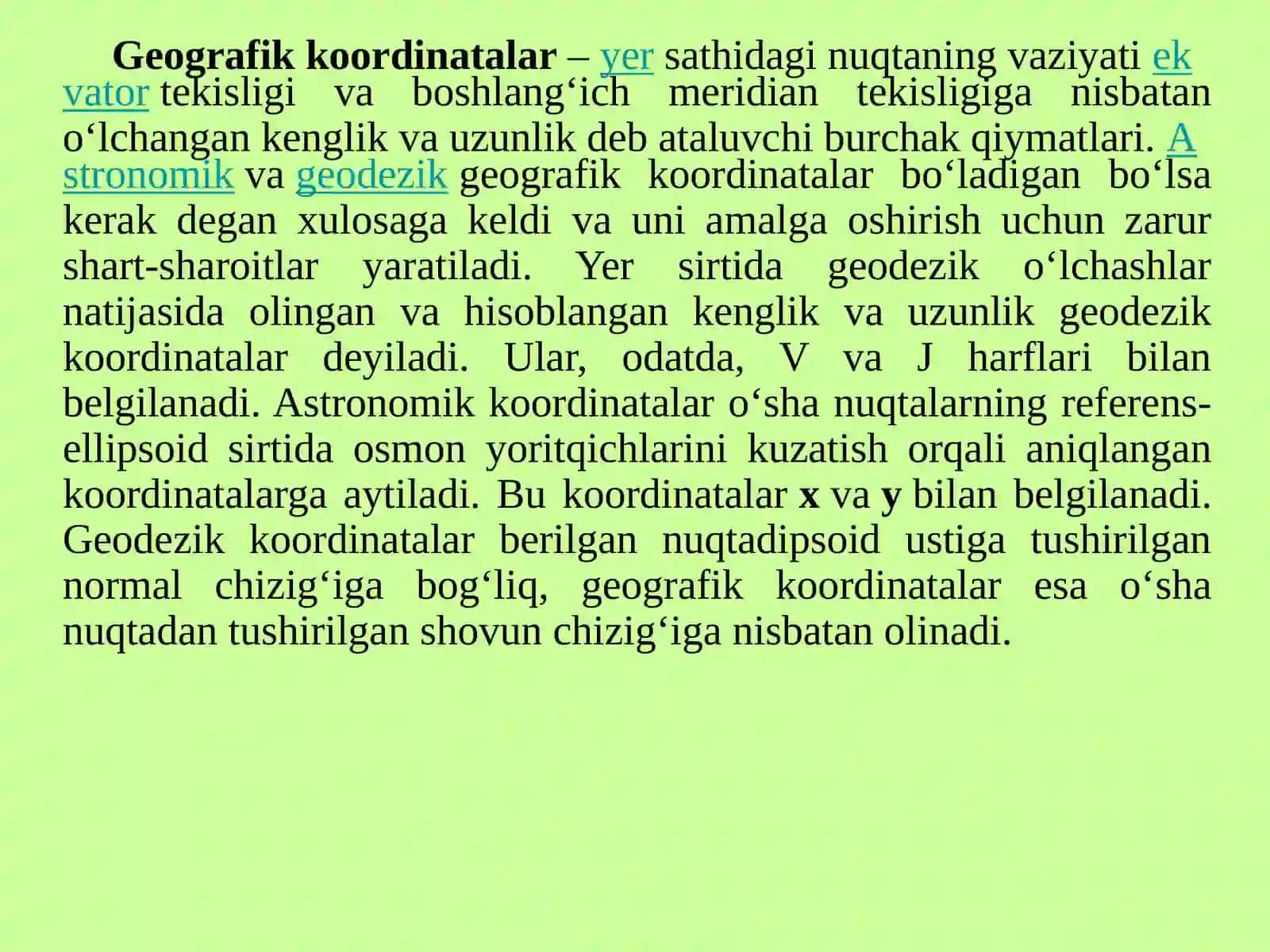 Topografiyada ko‘llaniladigan koordinatalar va balandlik sistemalari 2