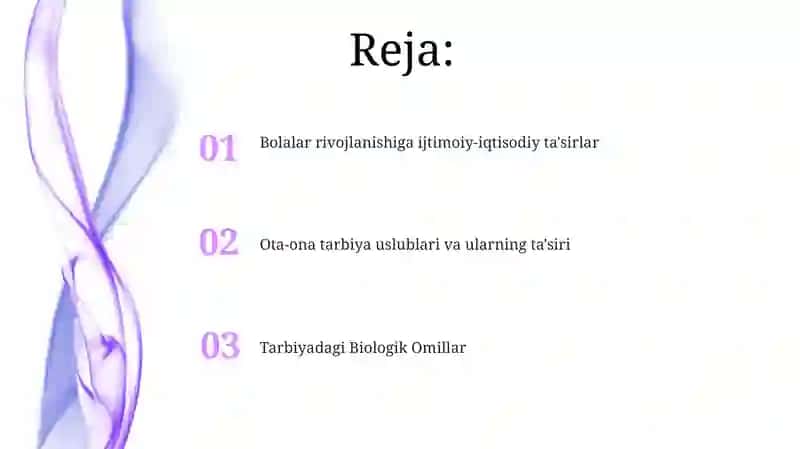 Tarbiyaga tasir etuvchi omillar. Tarbiya nazariyasi va tarbiya turlari 2