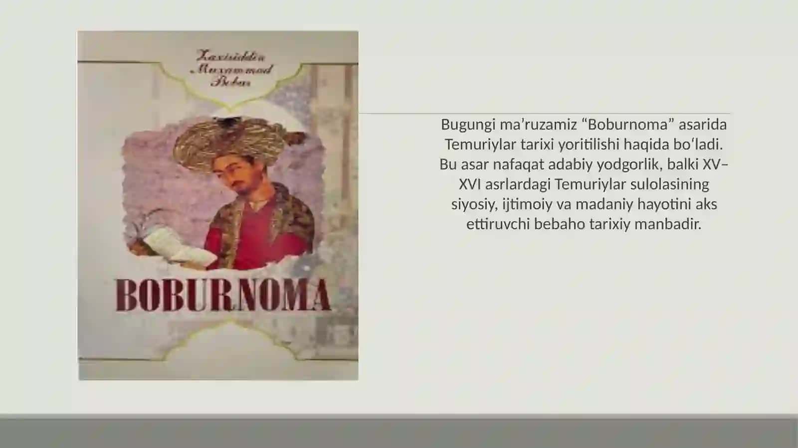 “Boburnoma” asarida Temuriylar tarixi 2