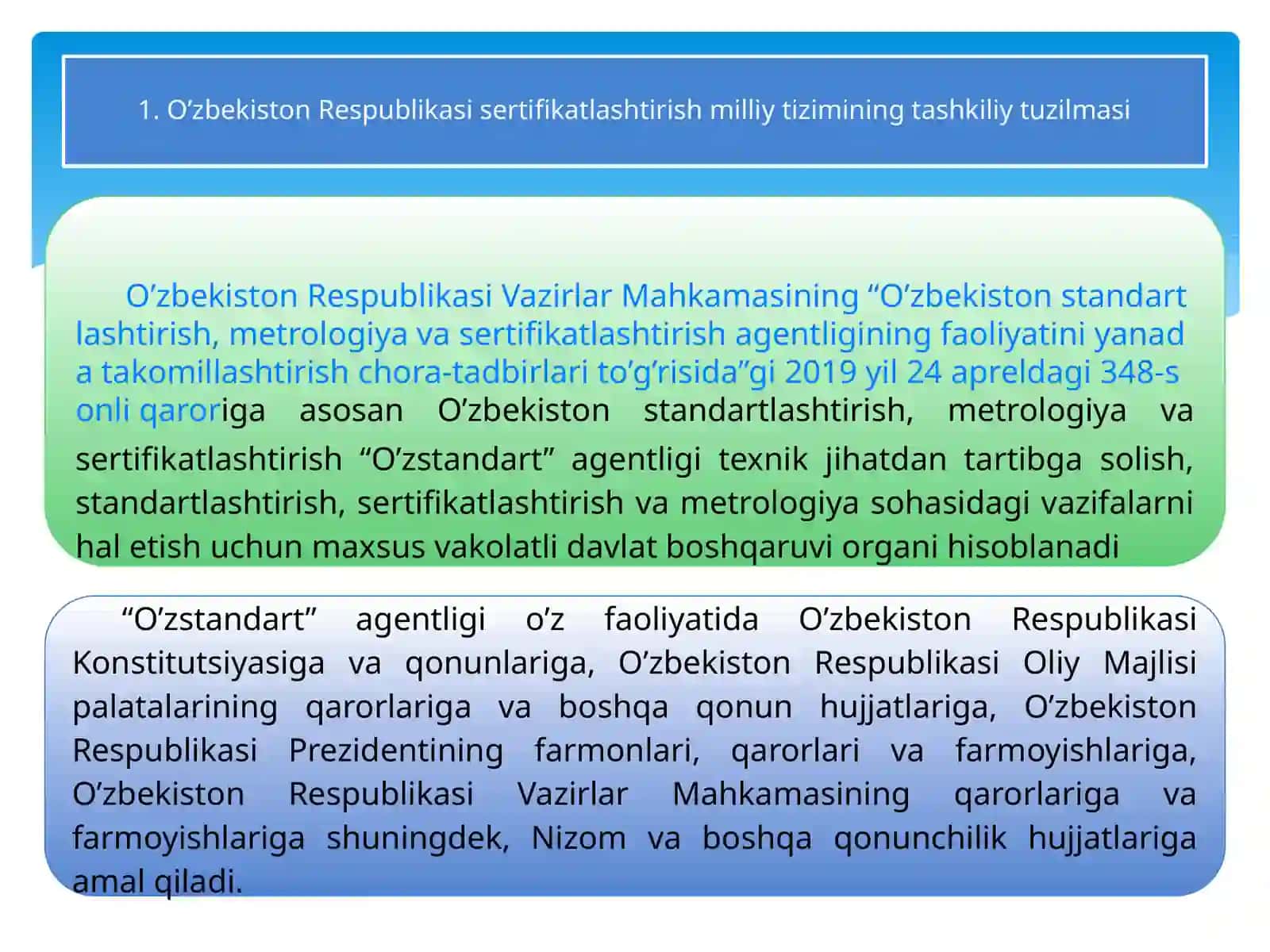 O’zbekistonda sertifikatlashtirishning tashkiliy tuzilmasi 2