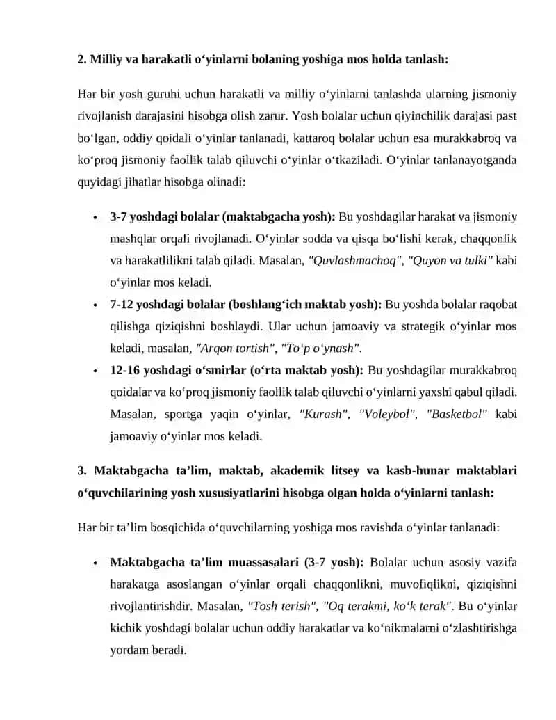 Milliy va harakatli o‘yinlar 2