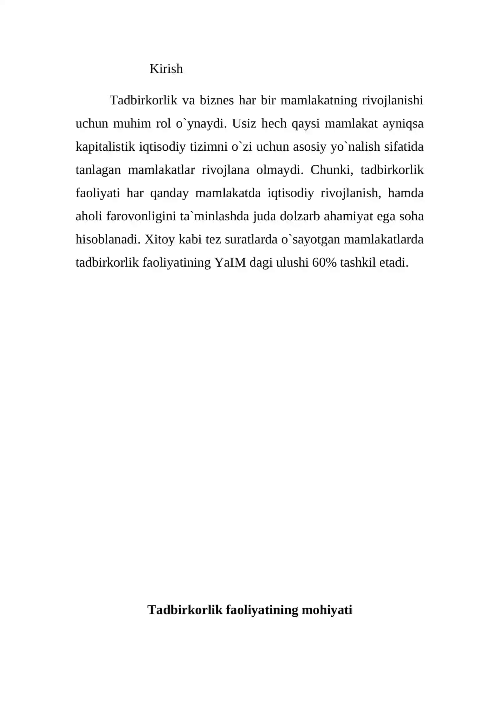 Tadbirkorlik faoliyatining mohiyati 2