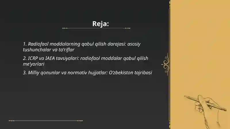 Radiofaol moddalarning qabul qilish darajasining meʼyorlari 2