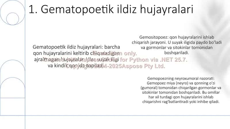 Gemositopoez. Gemositopoezning Neyrogumoral Boshqarilishi 2