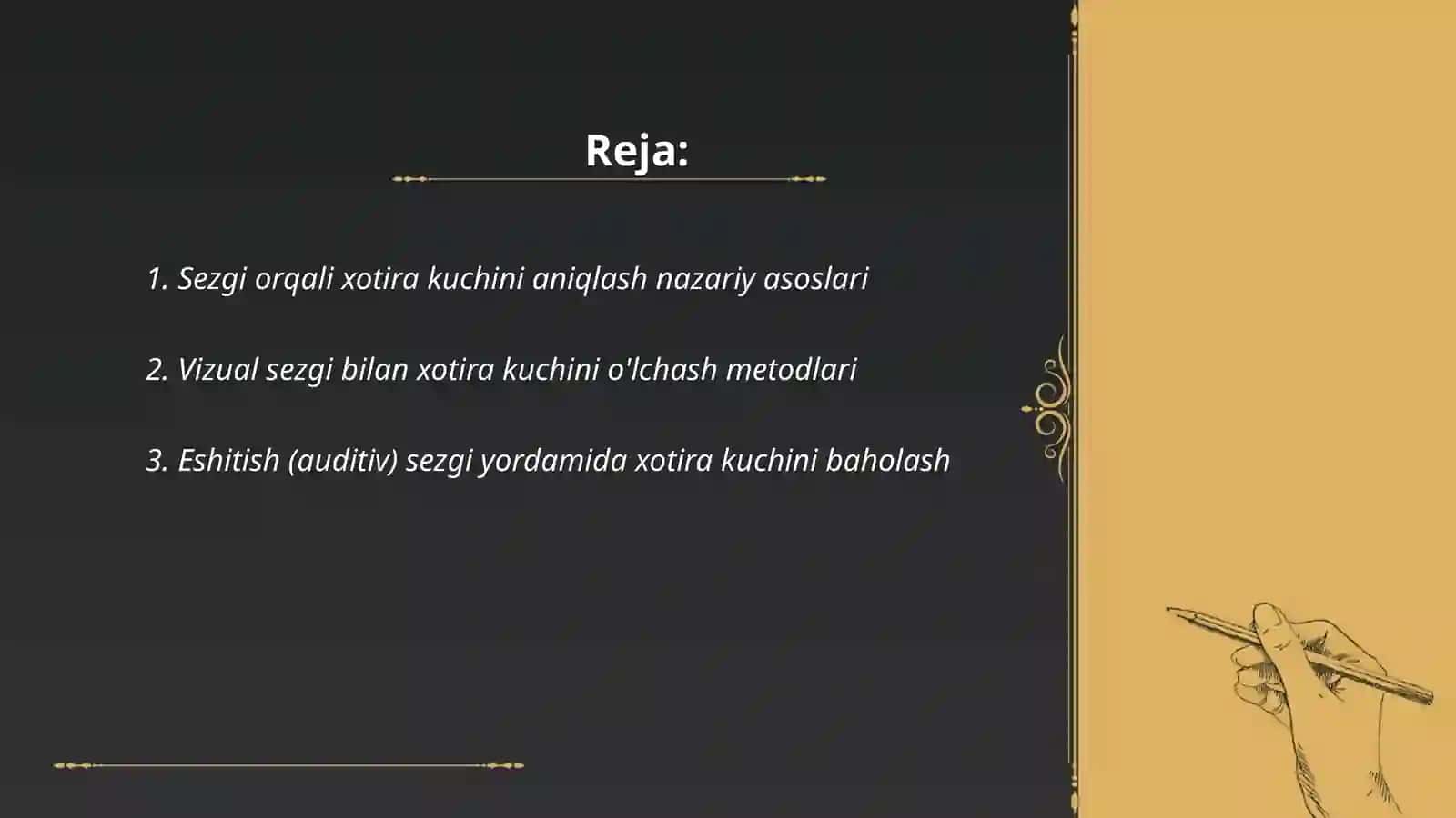 Sezgi orqali xotira kuchinni o'lchash 2