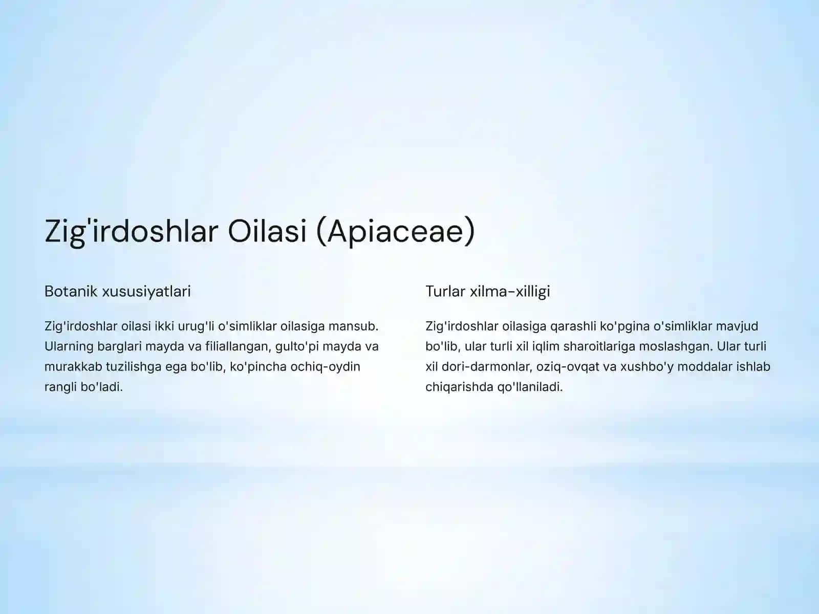 Zig'irdoshlar Oilasi: Biologiyasi, Ekologiyasi, Areali va Ahamiyati 2