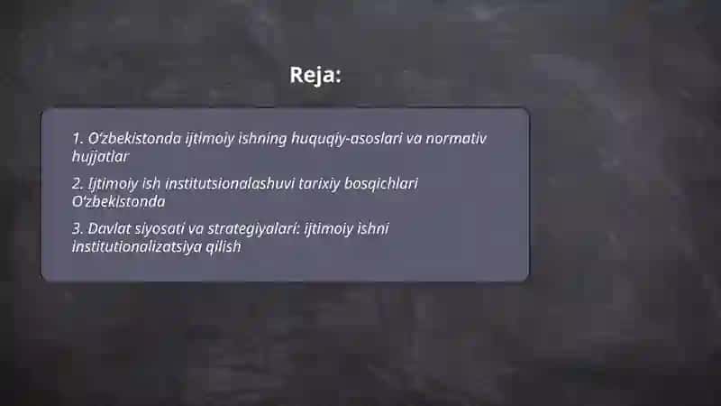 Oʻzbekistonda Ijtimoiy Ish Institutsionallashuvi 2