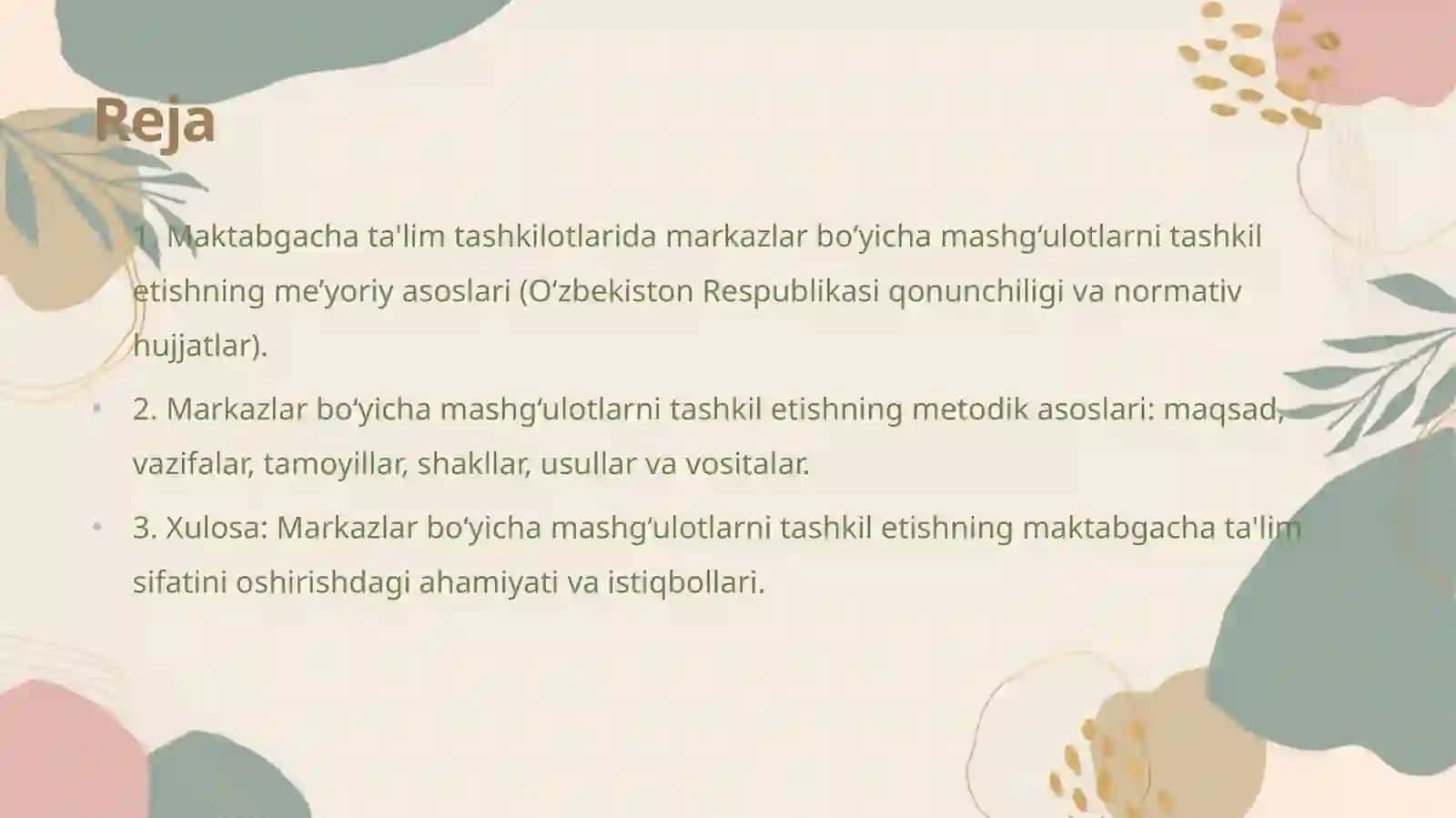 Mashg‘ulotlarni tashkil etishning asoslari 2