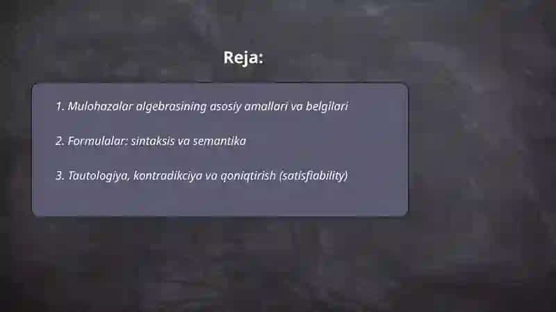 Mulohazalar algebrasining asosiy amallari va belgilari 2