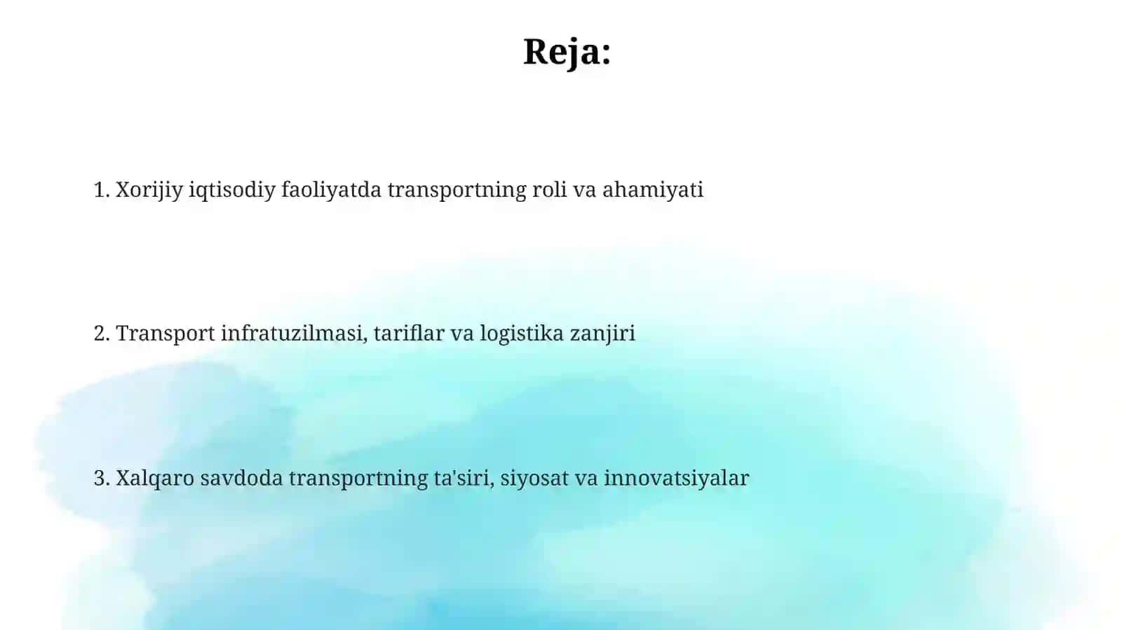 Xorijiy iqtisodiy faoliyatda transport va uning ahamiyati 2