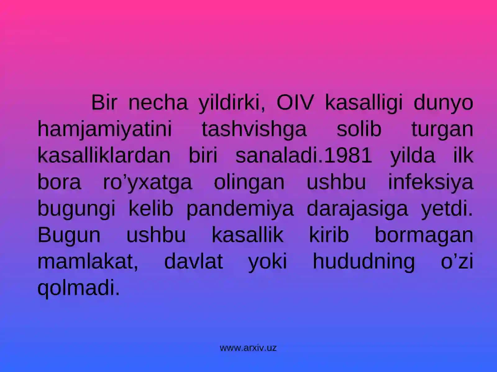 OITSOrttirilgan Immunitet Tanqisligi Sindromi 2