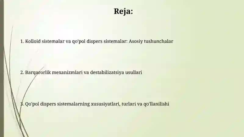 Kolloid sistemalar va qo'pol dispers sistemalar 2