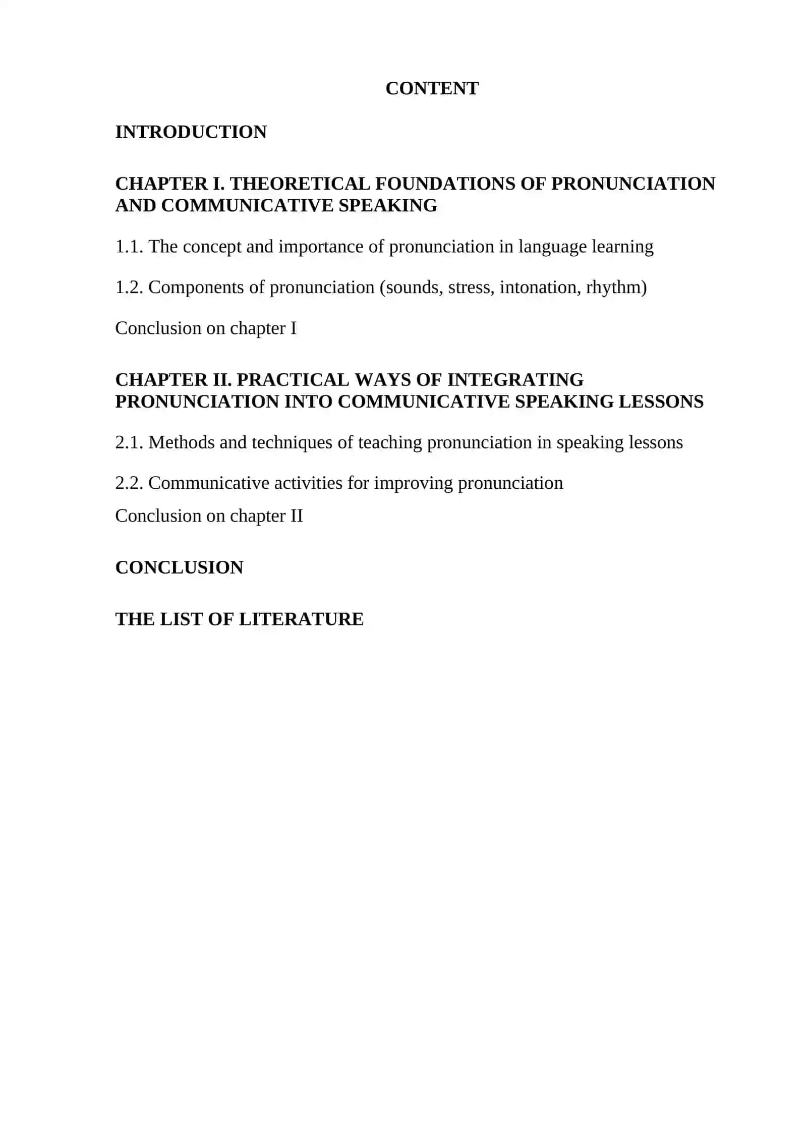 COURSE WORK THEME: INTEGRATION OF PRONUNCATION PRACTICE INTO COMMUNICATIVE SPEAKING LESSONS 2
