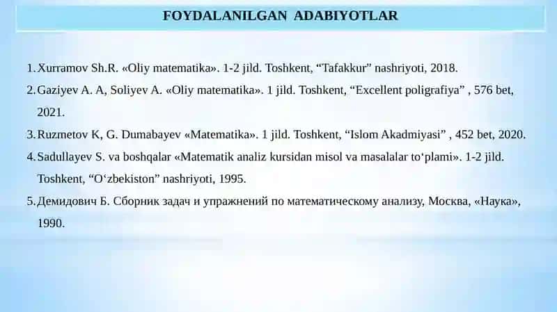 Oliy matematika 2