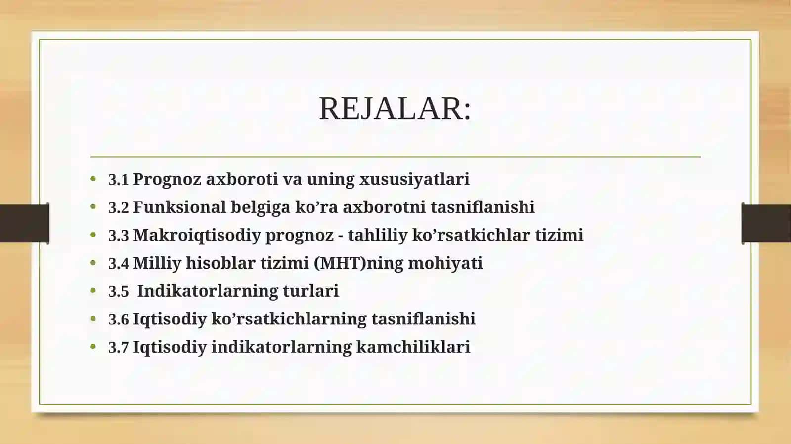 MAKROQITISODIY TAHLIL VA PROGNOZLASHNING AХBOROT TA’MINOTI 2