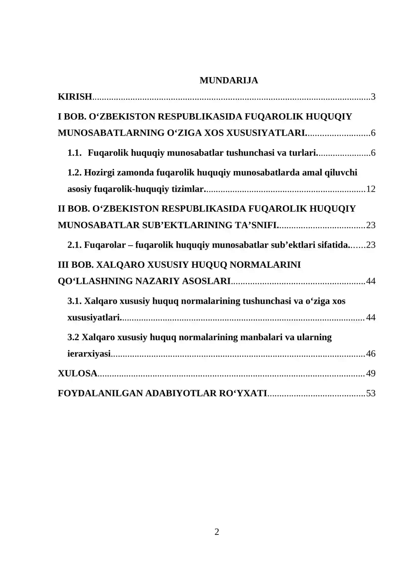Xalqaro xususiy huquq normalarini fuqorolik-huquqiy munosabatlariga nisbatan tat 2