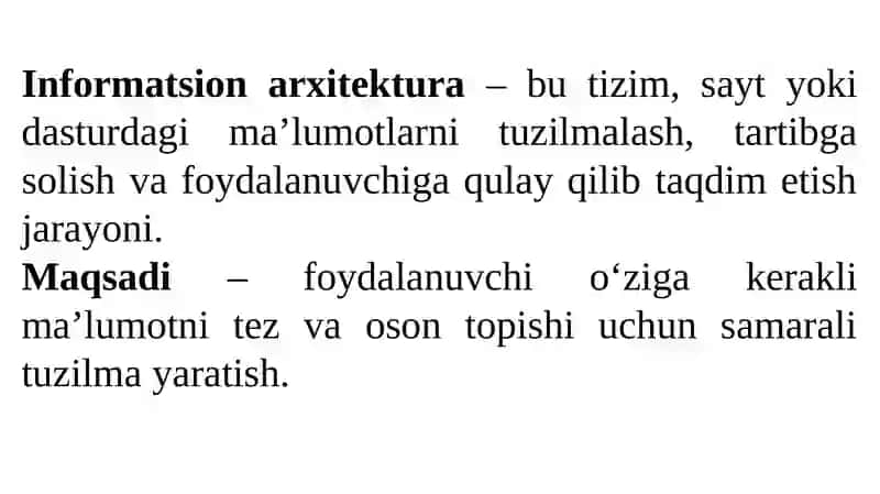 Informatsion arxitekturava navigatsiya 2