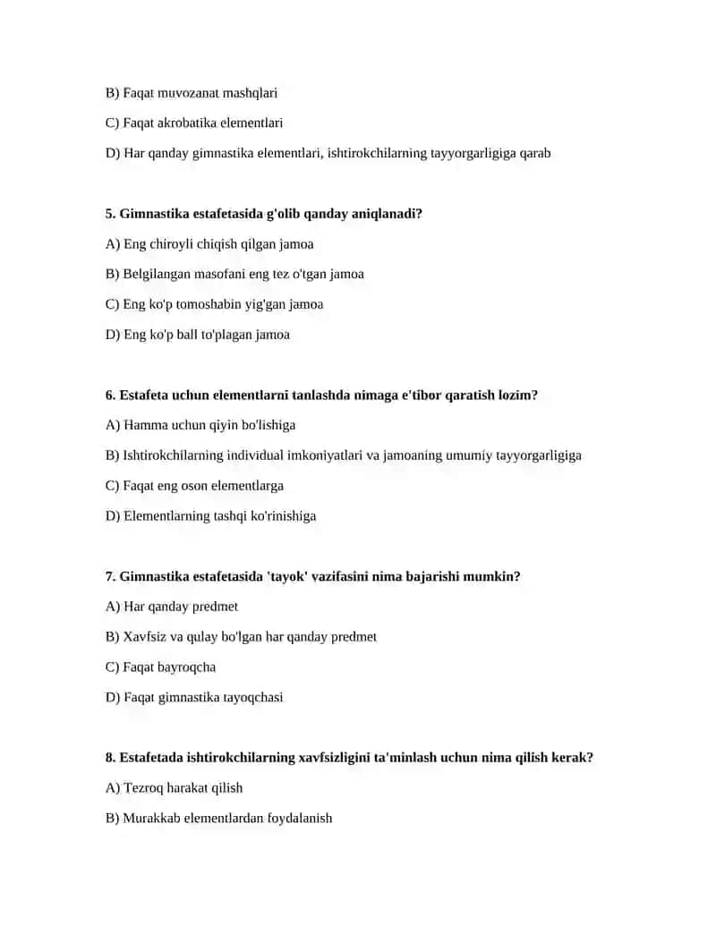Gimnastika elementlaridan estafetalar otqazish 2