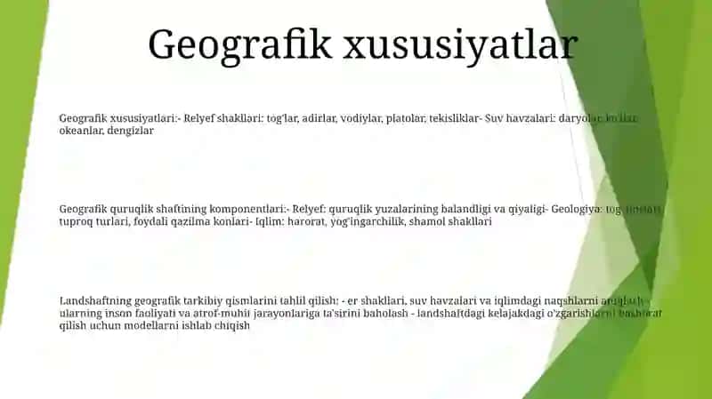 Geografik Landshaft Komponentlarini Tahlil Qilish 2