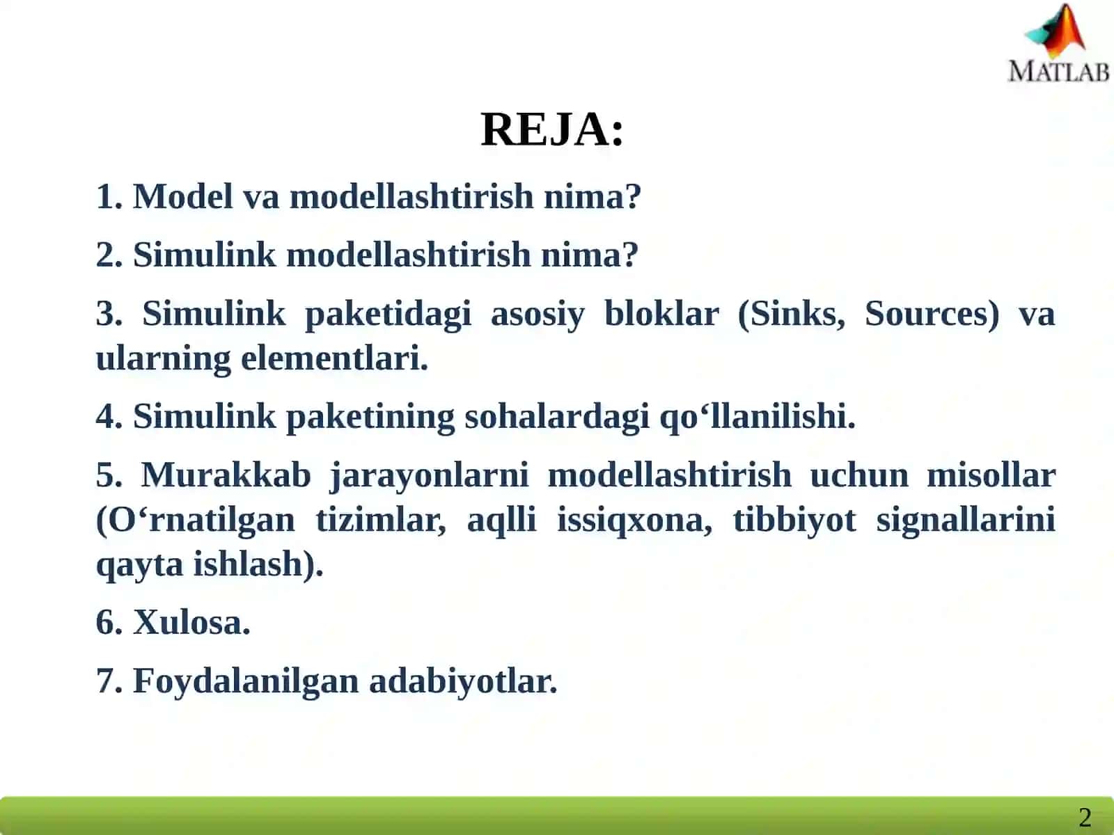 SIMULINK paketi asosida murakkab tizimlarni modellashtirish va boshqarish 2
