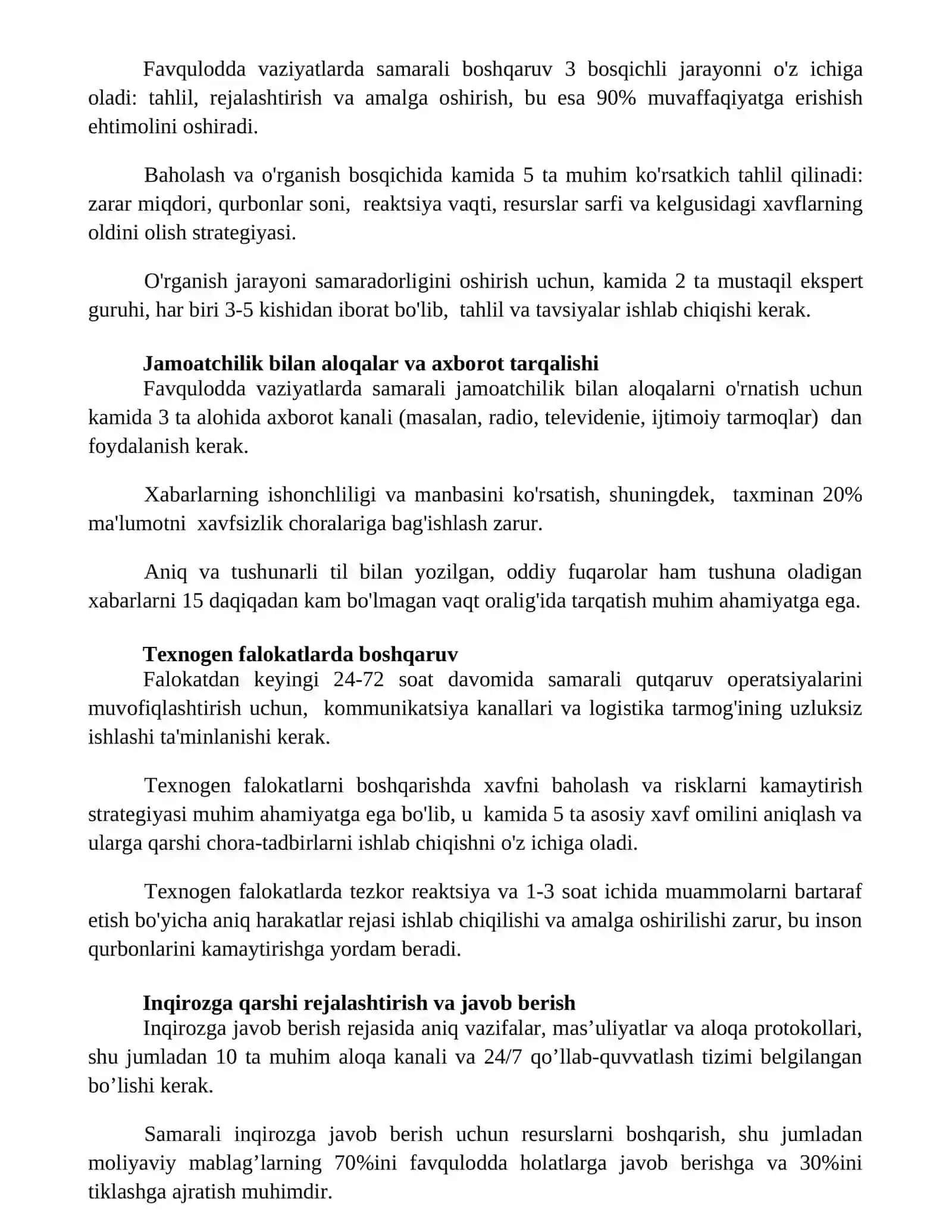 Turli favqulodda vaziyatlarda boshqaruvning xususiyatlari 2