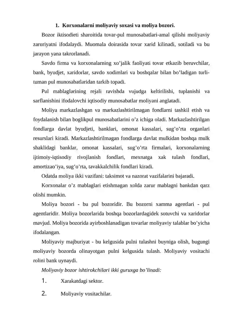 Korxonaning moliyaviy ahvolini baholash 2