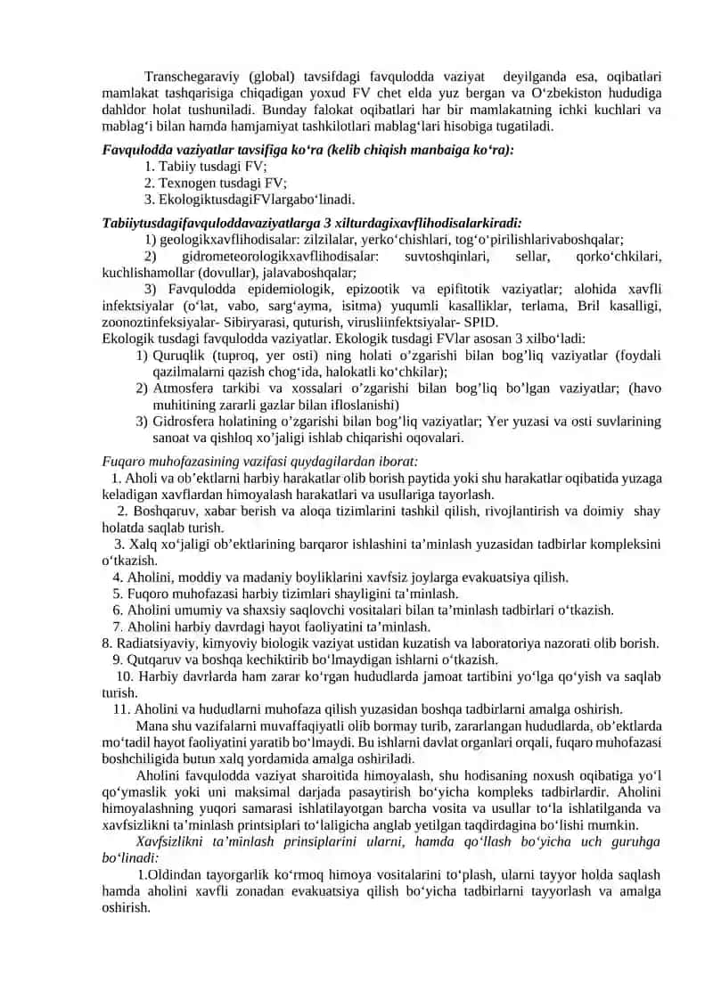 Fuqarolarni FVdan himoya qilish choralarini ishlab chiqish va oqibatlarini bartaraf etish 2