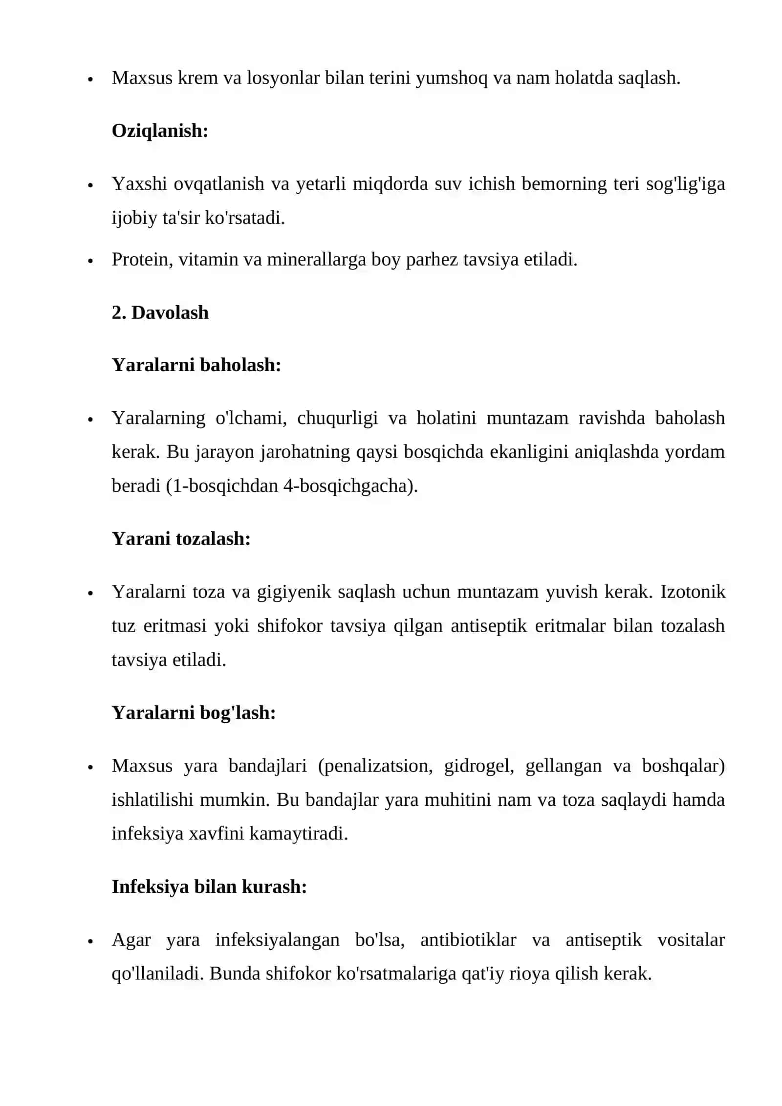 Yotoq yaralari boʻlgan qariyalarni parvarishlash algoritm 2