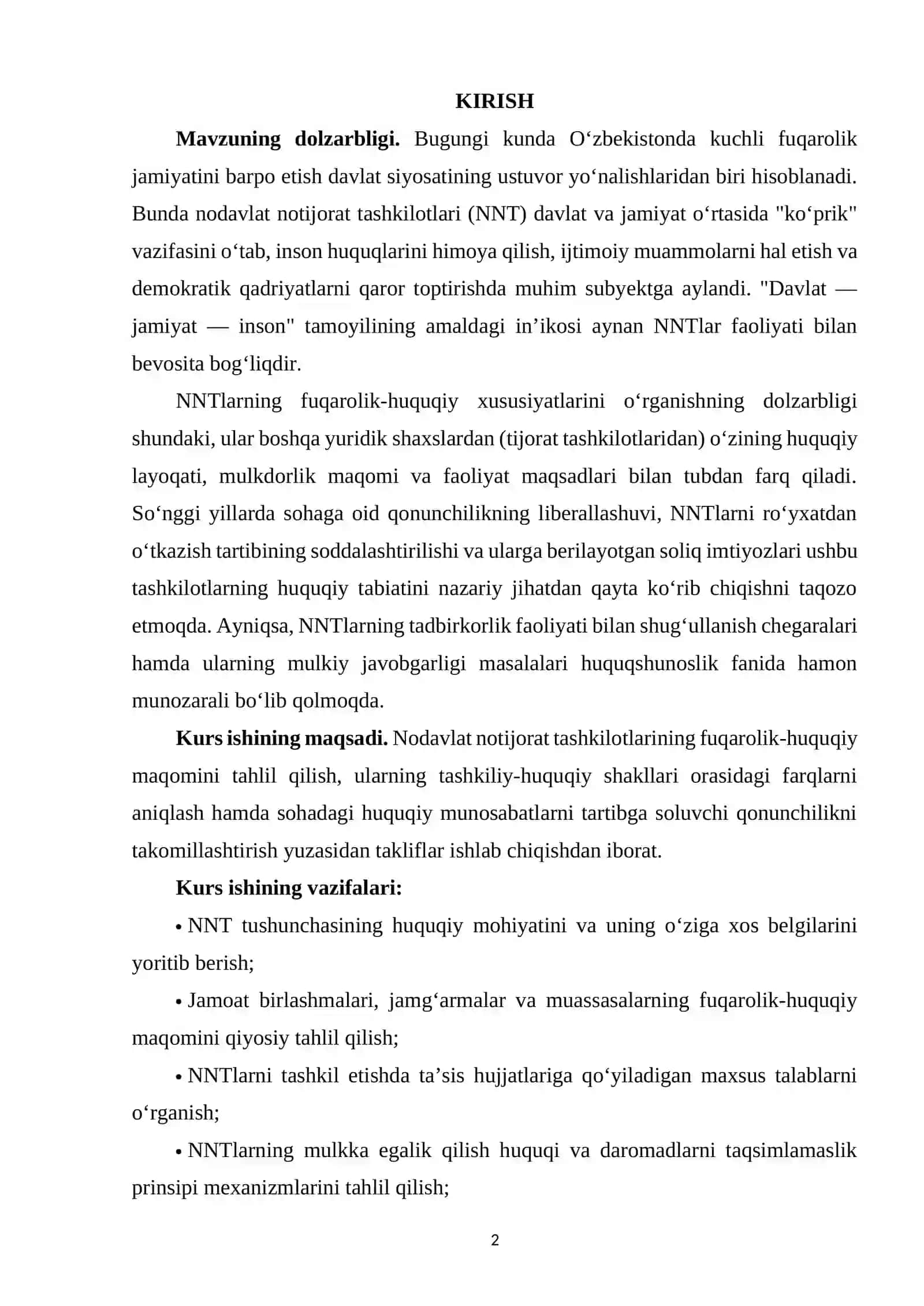 NODAVLAT NOTIJORAT TASHKILOTLARINING FUQAROLIK HUQUQIY HUSUSIYATLARI 2