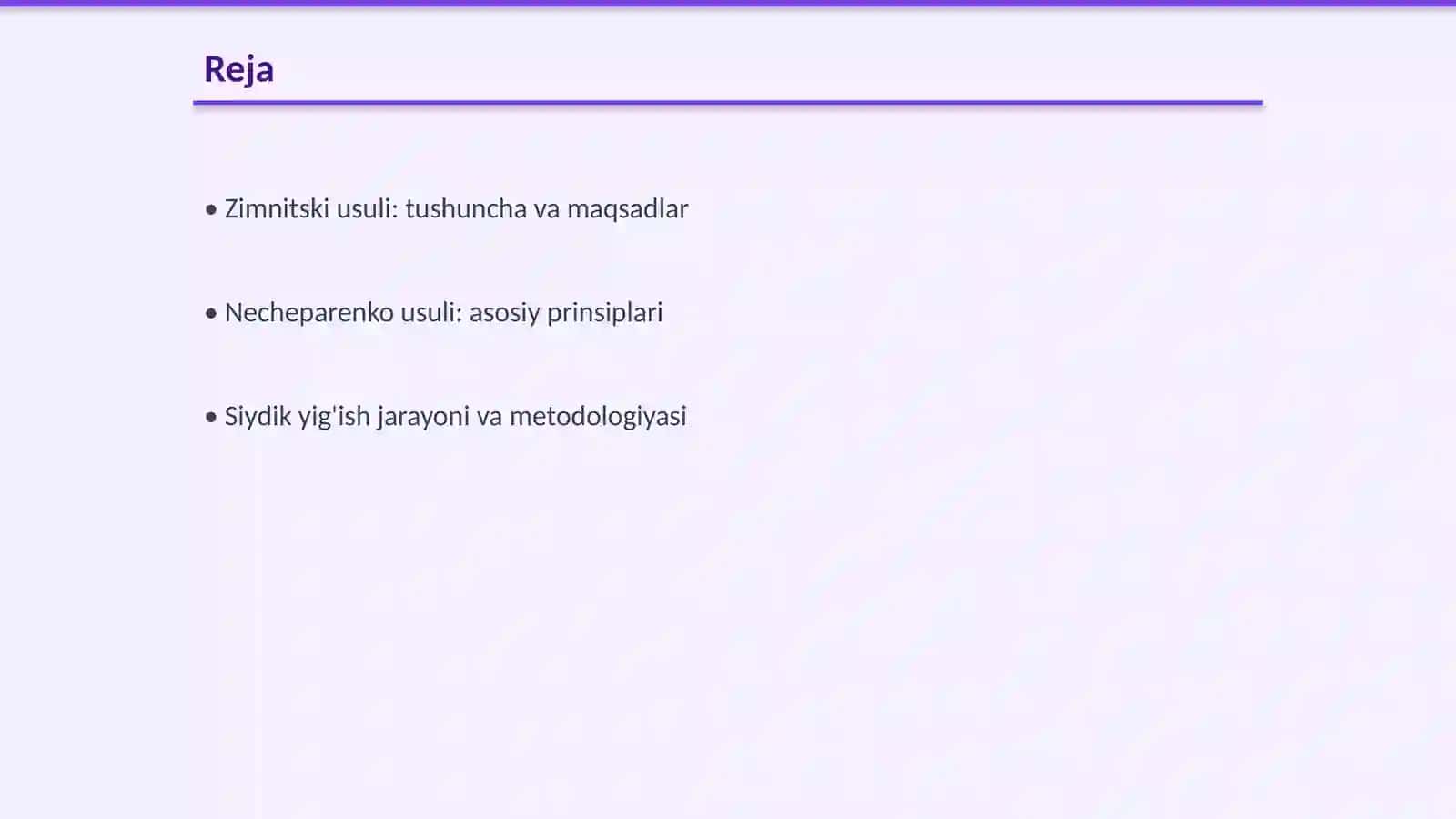 Zimnitski va Necheparenko usulida siydik yigʻish. Siydik qopini katetrlash 2