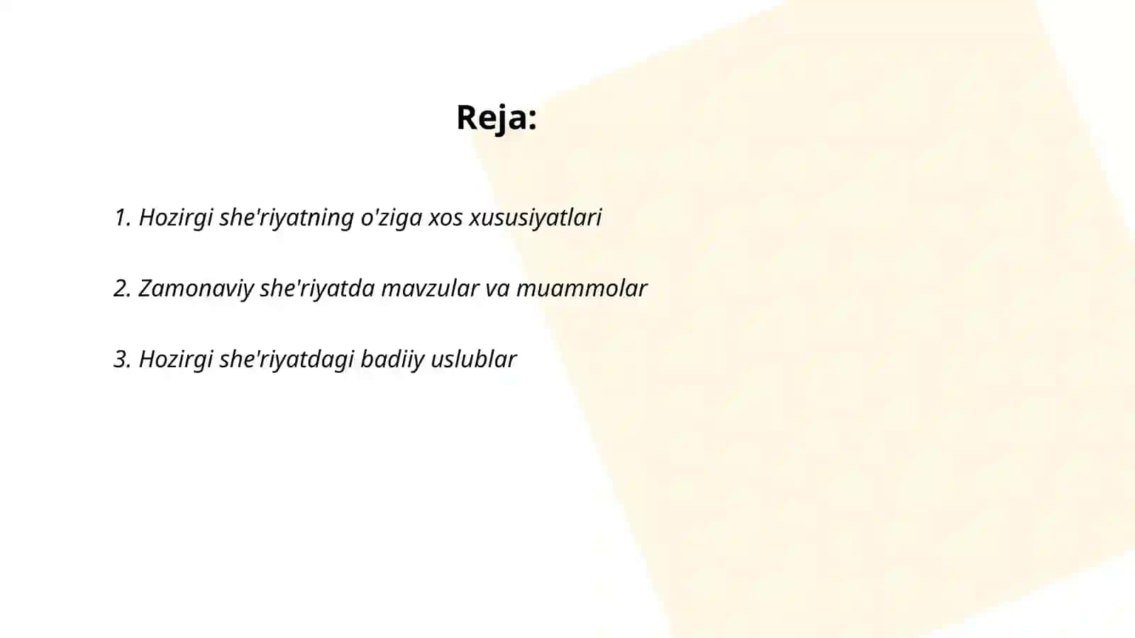 Hozirgi she'riyat janrlari 2