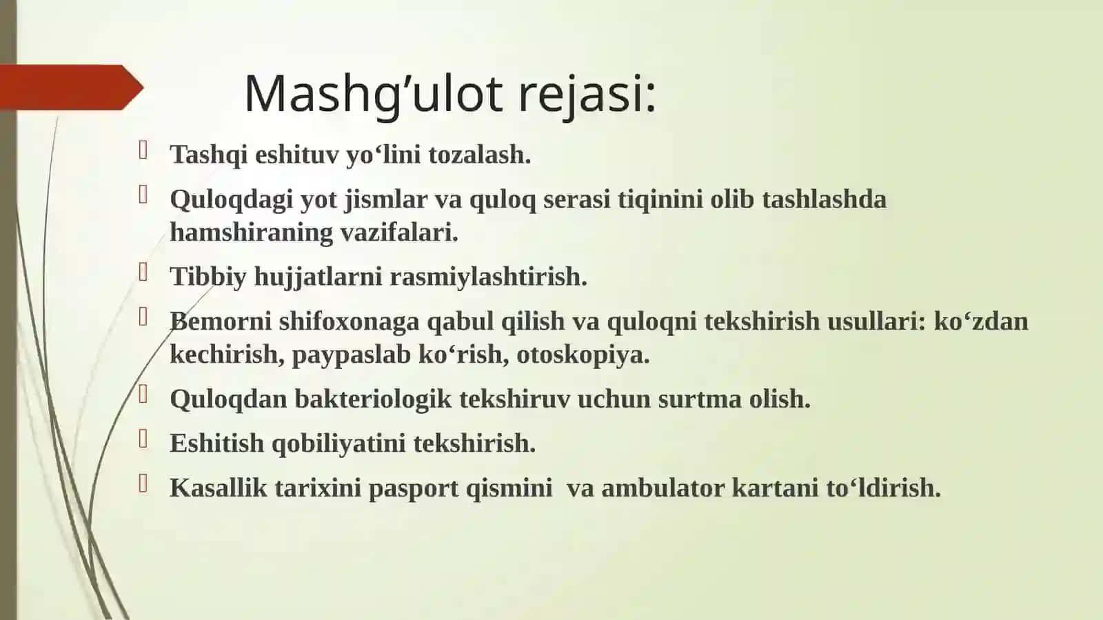Tashqi quloq kasalliklari: tashqi quloq jarohatlarining belgilari, tekshirish usullari va davolash. 2