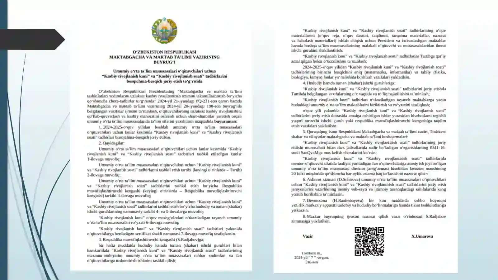 "Kasbiy rivojlanish kuni" va "Kasbiy rivojlanish soati" tadbirlarini tashkil etish bo‘yicha o‘quv-uslubiy seminari 2