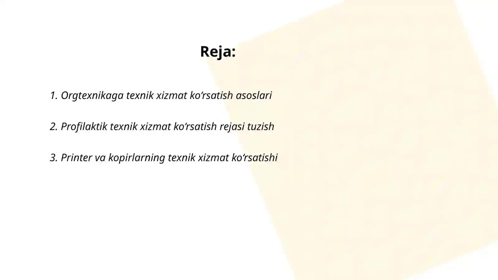 Orgtexnikaga texnik xizmat ko‘rsatish asoslari 2
