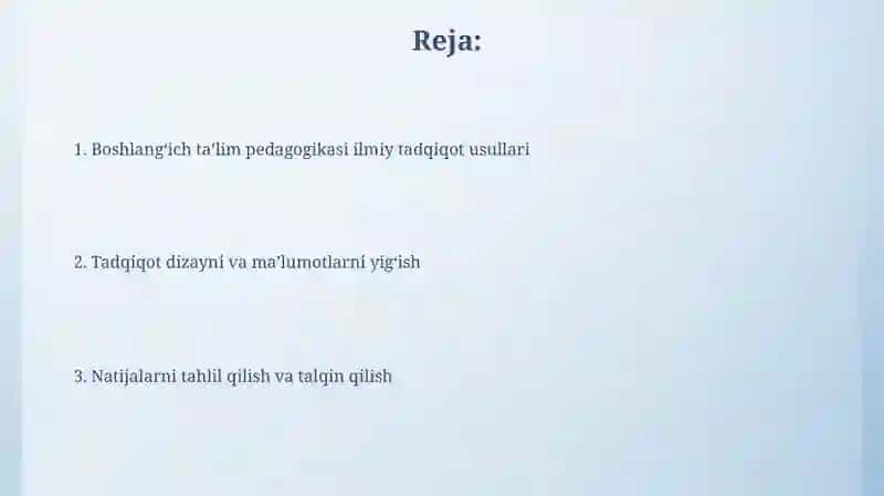 Boshlang'ich ta'lim pedagogikasining ilmiy tadqiqot metodlari 2