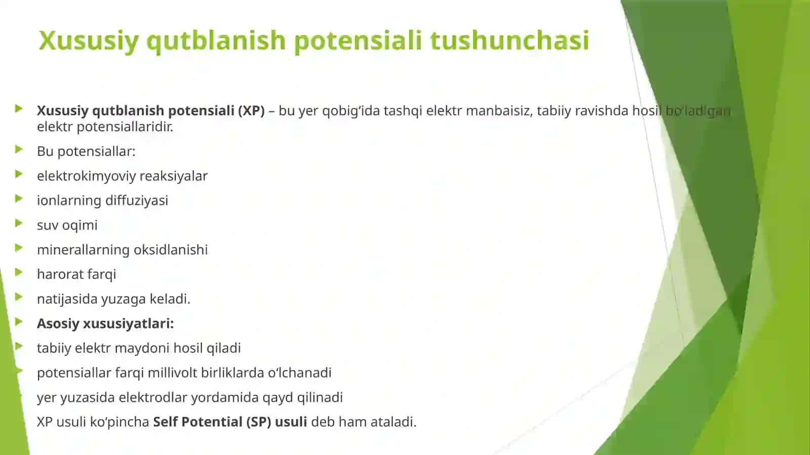 XUSUSIY QUTBLANISH POTENSIALLARI USULI 2