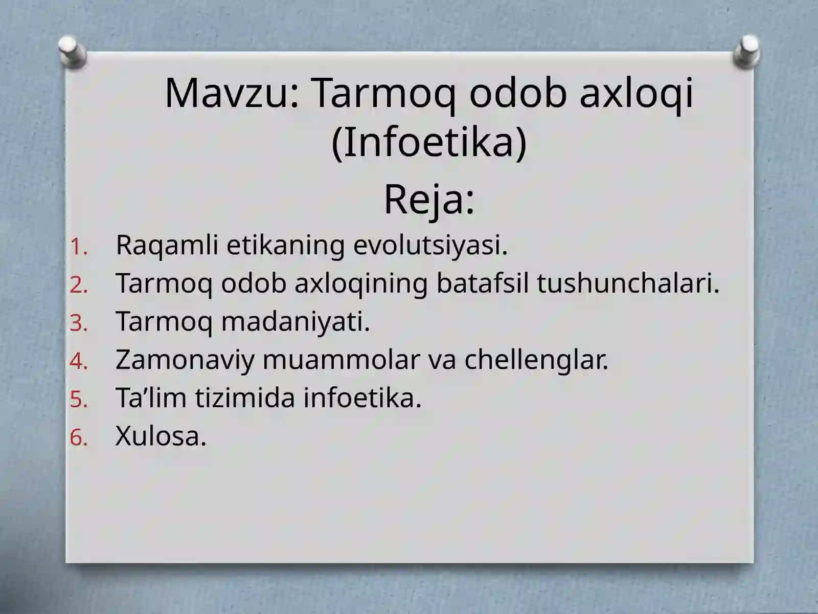 Tarmoqodobaxloqi(Infoetika) 2